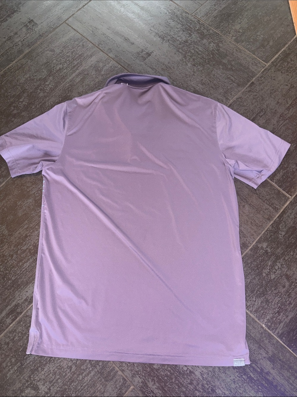 Puma Men's Purple Polo with Horizontal Stripe Accents - Picture 4 of 5